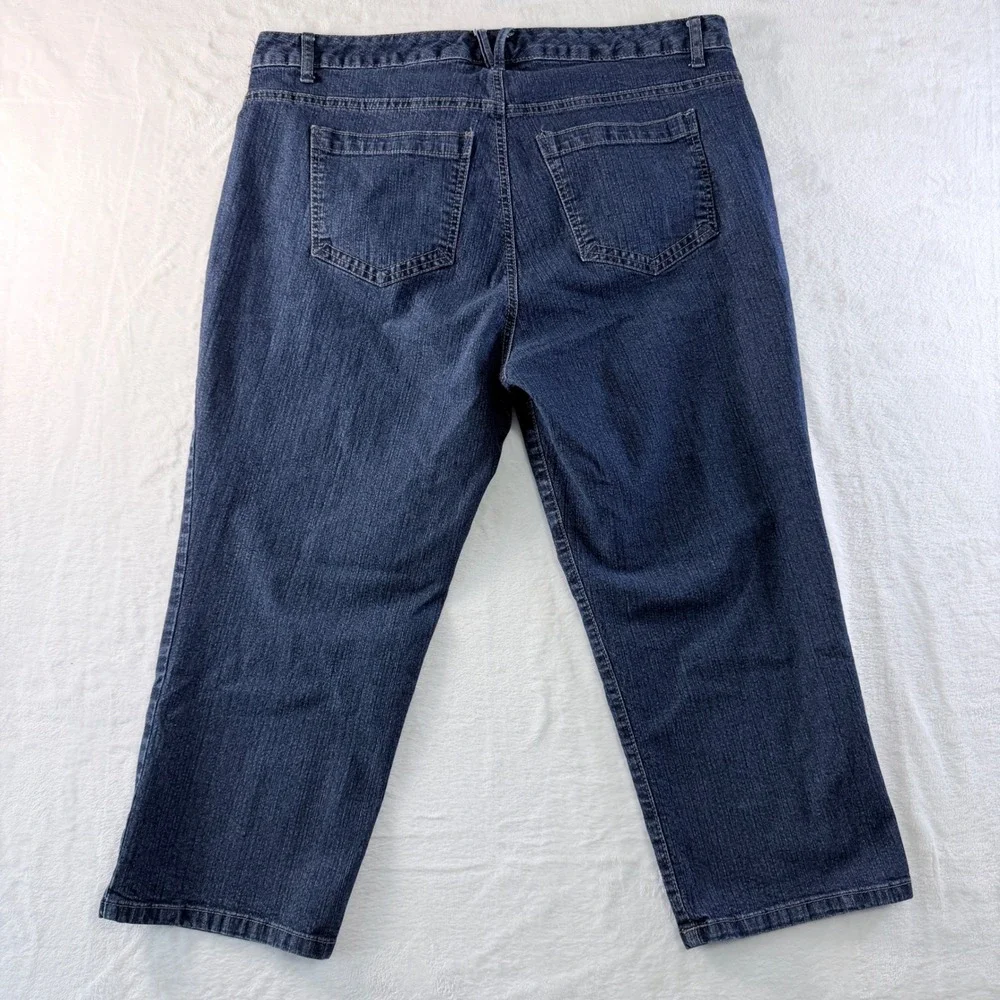 Tommy Hilfiger Jeans Mid Rise Skinny Crop Dark Wash Blue Denim Size 18